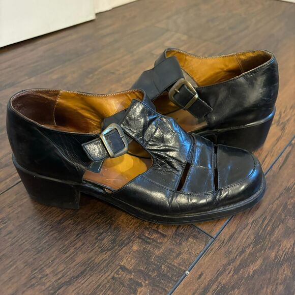 Soho New York size 6.5 Vintage 90s Y2K Black Loafers Academia Preppy Leather - Picture 4 of 10